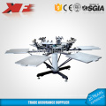 6 color six station hand screen printing machine for t shirt